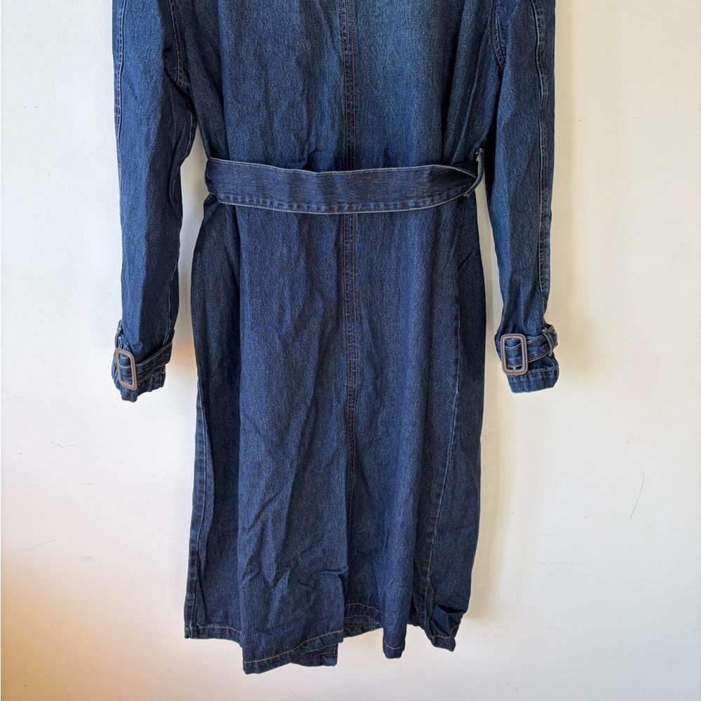 HIDDEN JEANS Devon Classic Denim Trench Coat Dark Wash Size Large - Picture 8 of 9